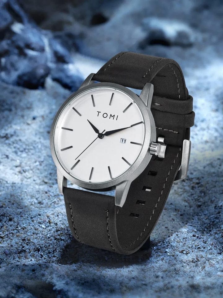TOMI Classic Black Leather Watch For Men | AA-STYLE |