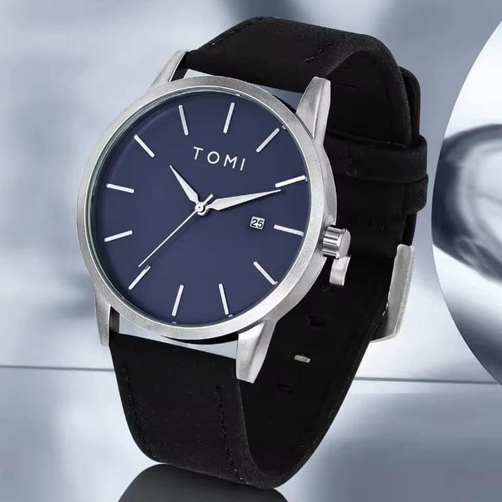 TOMI Classic Black Leather Watch For Men | AA-STYLE |