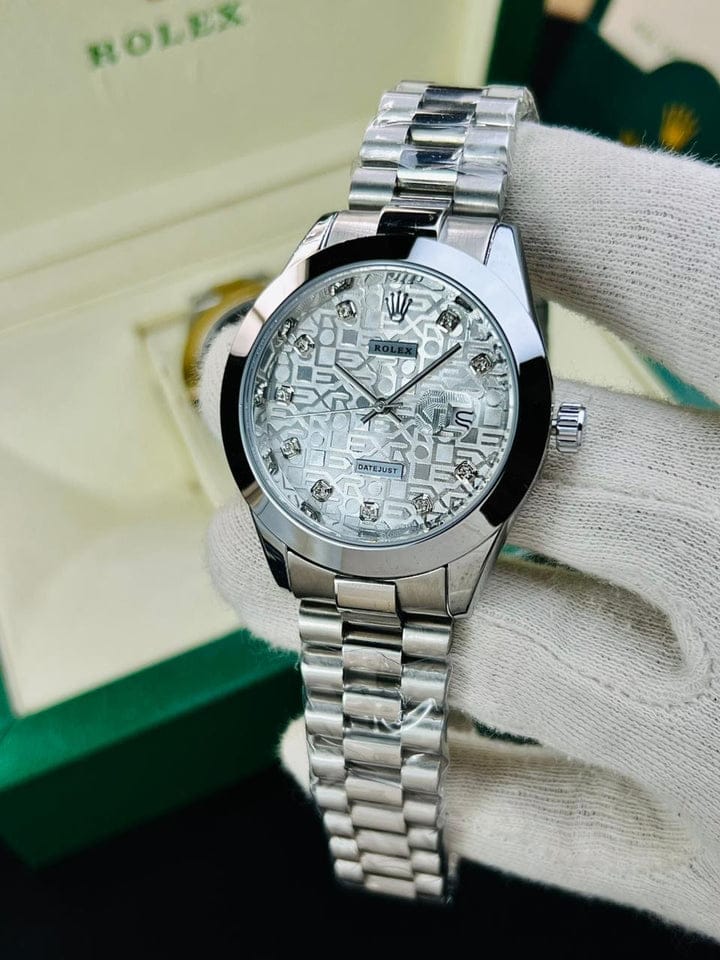 Rlx Luxury Black Dial Men’s Watch – Premium Silver Stainless Steel Chain Watch | AA-STYLE |