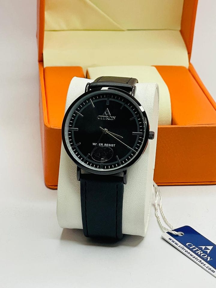 Citrom Full Black Slim Men's Watch | Premium Leather Strap Luxury Timepiece | AA-STYLE |