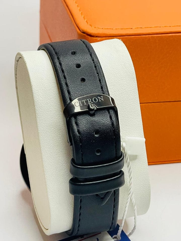 Citrom Full Black Slim Men's Watch | Premium Leather Strap Luxury Timepiece | AA-STYLE |