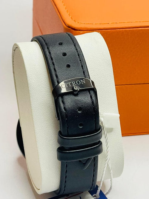 Citrom Full Black Slim Men's Watch | Premium Leather Strap Luxury Timepiece | AA-STYLE |