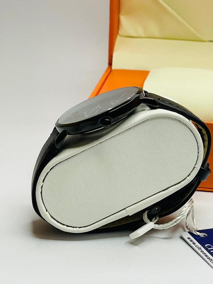 Citrom Full Black Slim Men's Watch | Premium Leather Strap Luxury Timepiece | AA-STYLE |