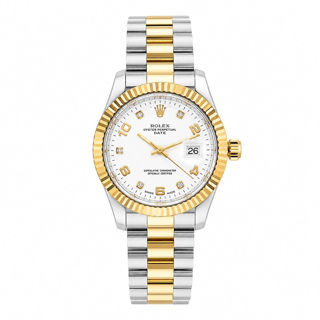 Rolex Datejust Style Edition | Fluted Bezel Two-Tone Steel Quartz Watch (AWRM-00273) | AA-STYLE |