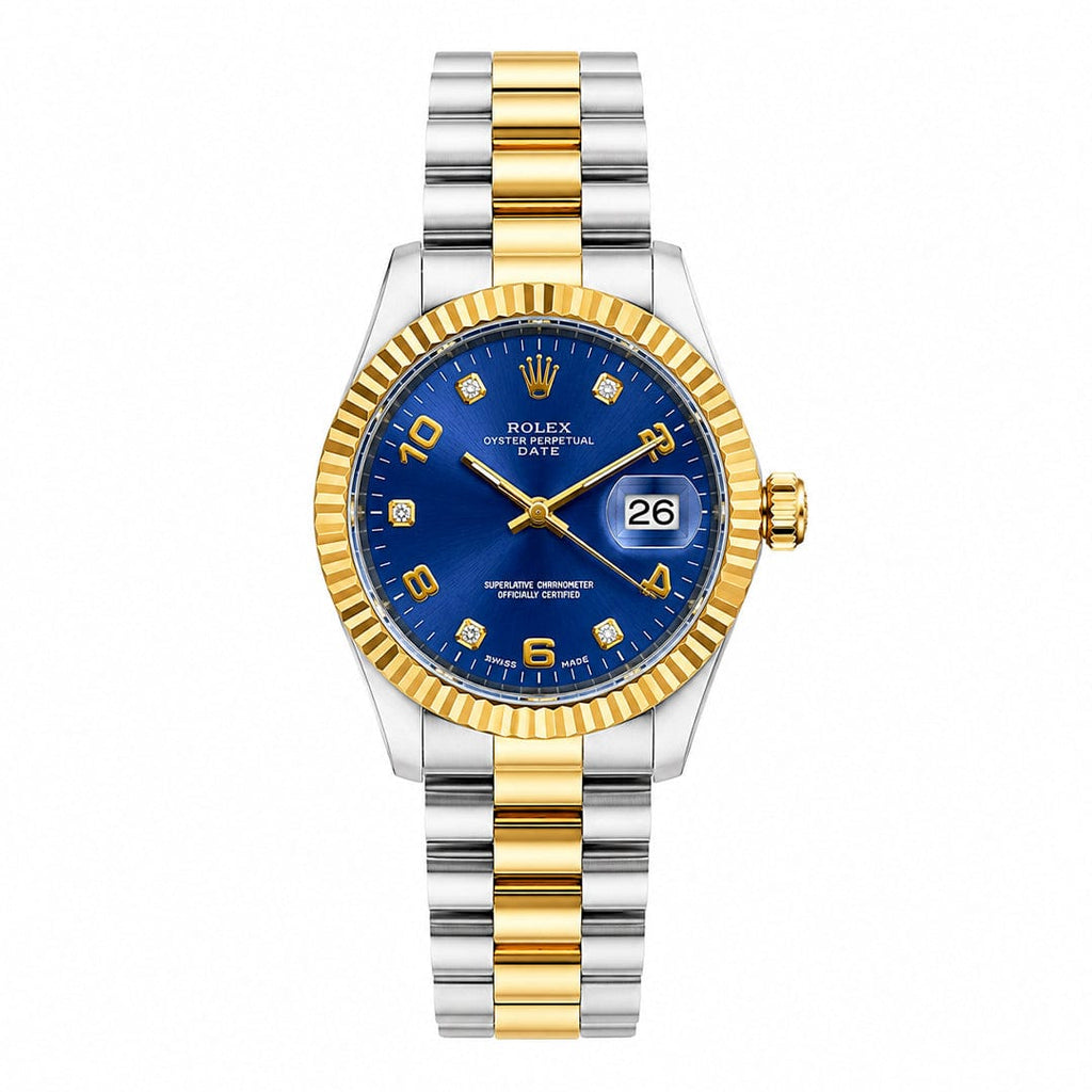 Rolex Datejust Style Edition | Fluted Bezel Two-Tone Steel Quartz Watch (AWRM-00273) | AA-STYLE |