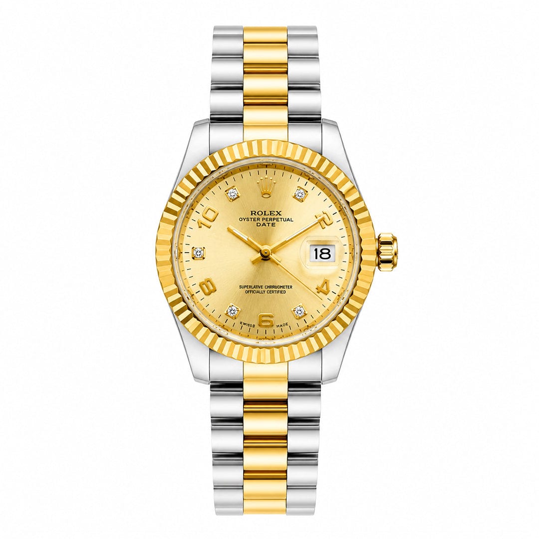 Rolex Datejust Style Edition | Fluted Bezel Two-Tone Steel Quartz Watch (AWRM-00273) | AA-STYLE |