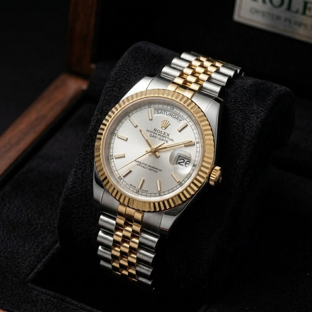 Rolex Day-Date President Series (Automatic Master Copy) | Premium Fluted Bezel with Jubilee Link Bracelet | AA-STYLE |